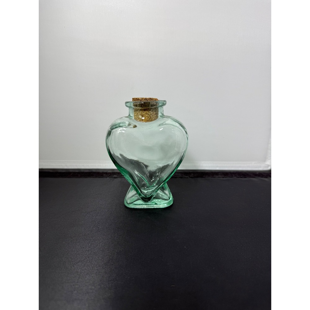 Heart Shaped Glass Bottle Jar‎ with Cork Stopper Made in Spain Decorative vase